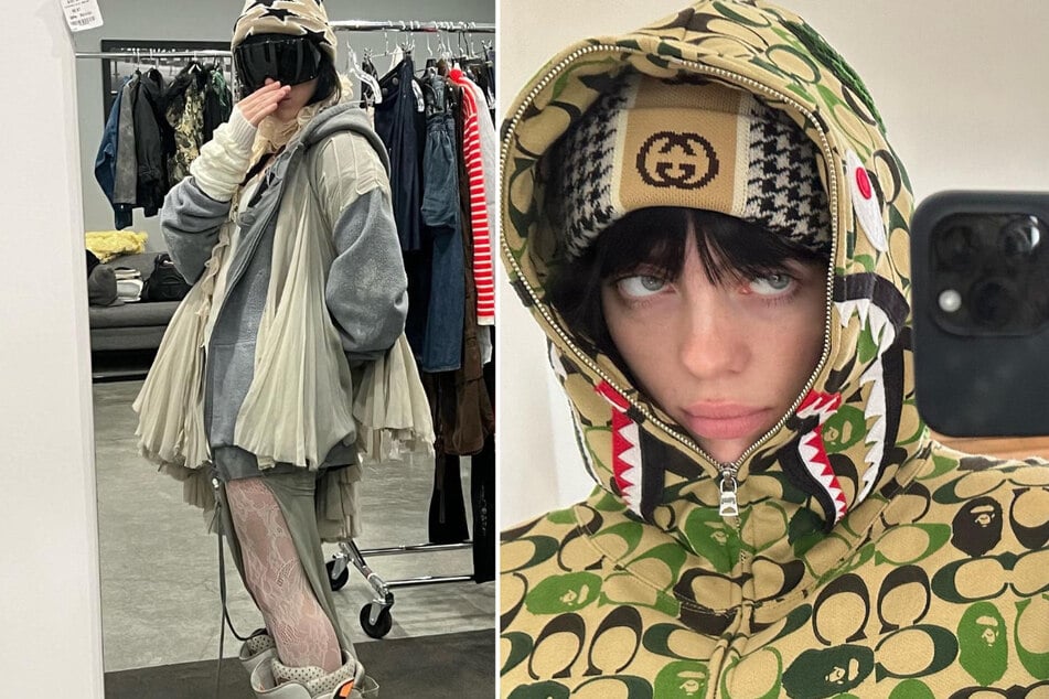 Billie Eilish rocks lace tights and designer brands after hitting back at style critics