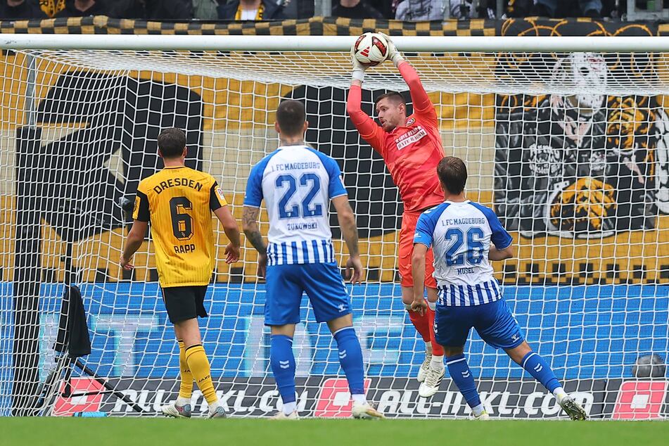 SGD-Keeper Lennart Grill (27, h.) wurde gegen Magdeburg kaum geprüft.
