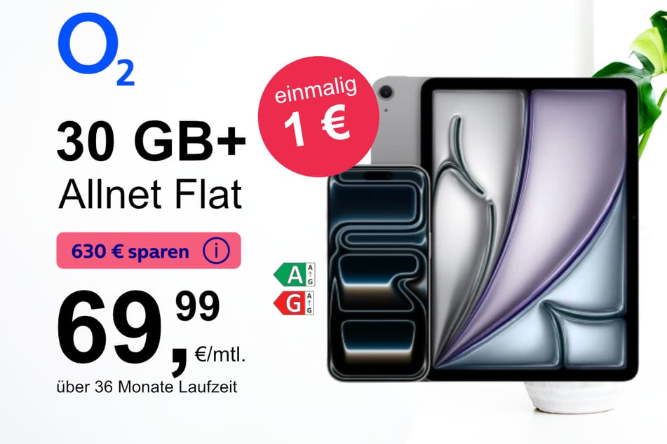 Das iPhone 17 Pro mit iPad Air 11 (M4) WiFi für einmalig nur 1 Euro bei o2.