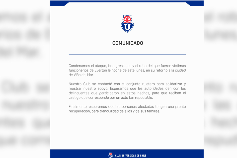 Universidad de Chile bekundete seine volle Solidarität mit dem CD Everton.