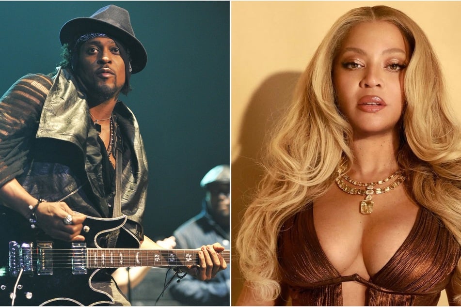 Beyoncé (r.) honored the neo-soul singer D'Angelo hours after his death was confirmed by his family.