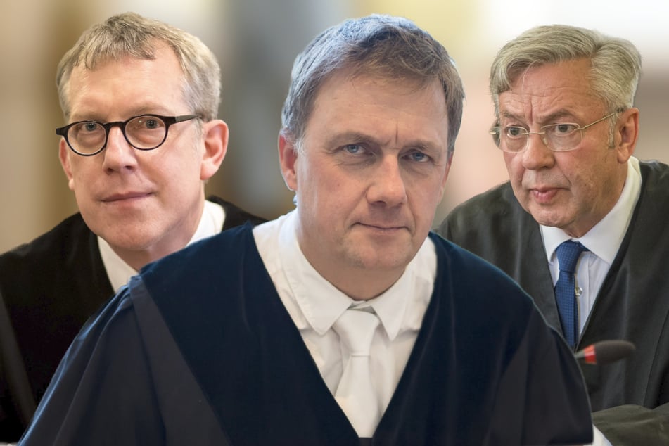 Im Foto (v.l.n.r.): Oberstaatsanwalt Ulrich Jakob, Richter Carsten Ruge, Verteidiger Dr. Malte Heise.