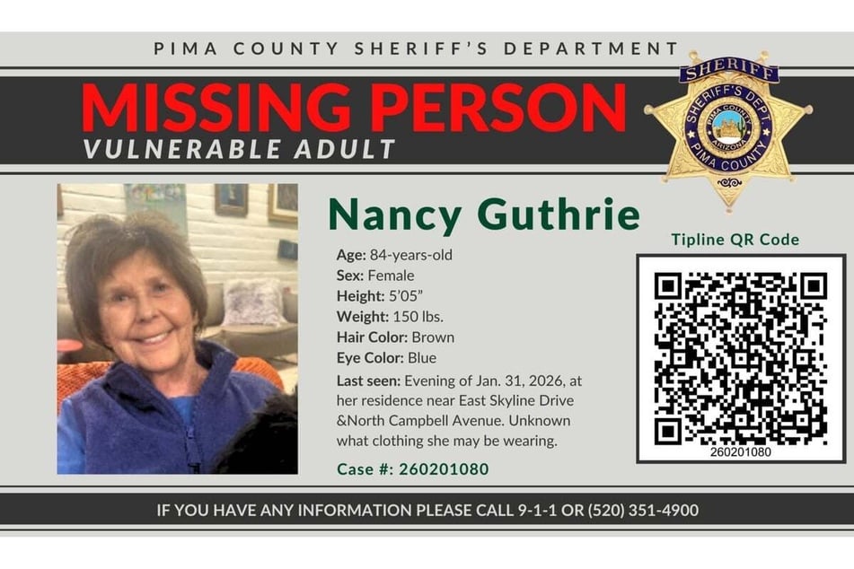 Nancy Guthrie (84) gilt seit zehn Tagen als verschwunden.