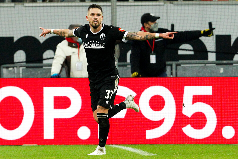 Pascal Testroet (31) ist (natürlich) der beste Torschütze des SV Sandhausen und hat in dieser Saison sechsmal eingenetzt.