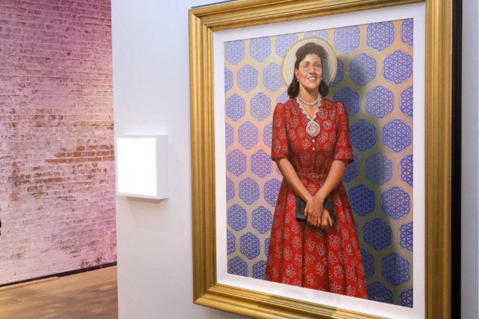 A portrait of Henrietta Lacks on display at the HeLa Project Exhibit for The Immortal Life of Henrietta Lacks on April 6, 2017, in New York City.