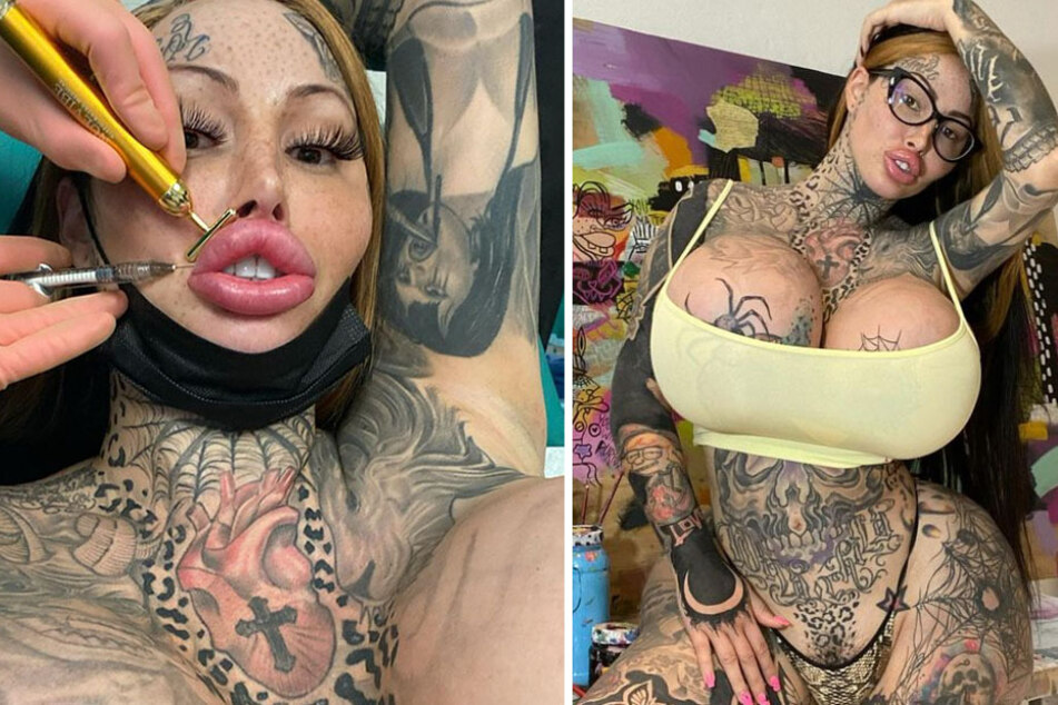 Tattooed stripper with the fattest lady bits may have had one too many surgeries