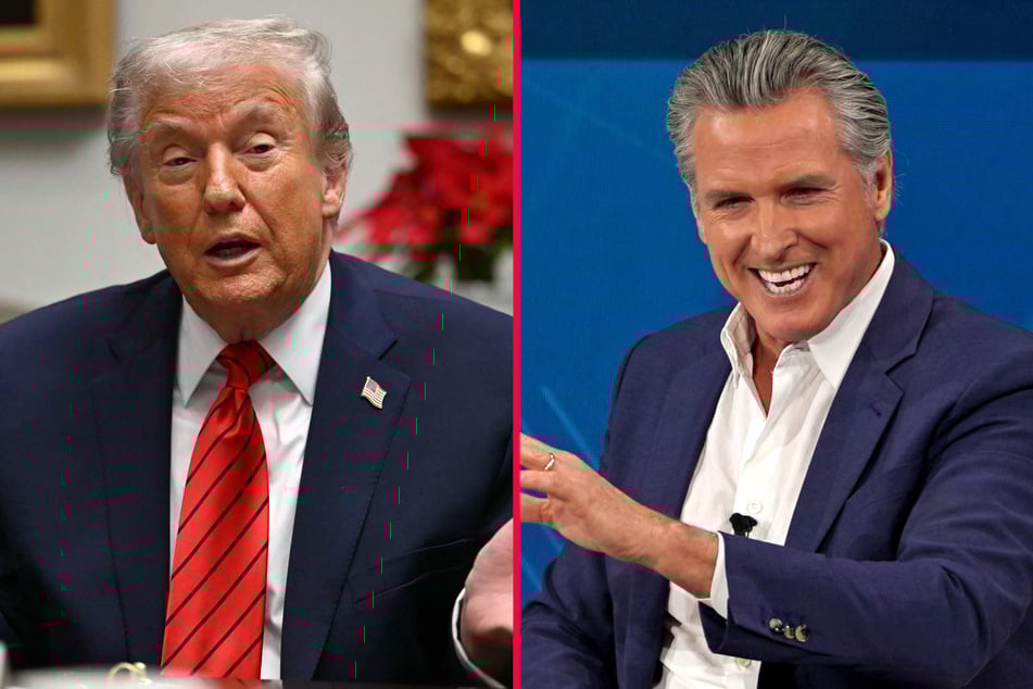 California Governor Gavin Newsom (r.) brutally trolled Donald Trump after the president made wild claims about his physical and cognitive health.