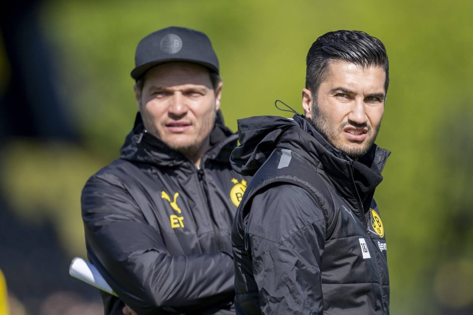 Der BVB installierte Sahin zunächst als Co-Trainer von Edin Terzić (42, l.), beförderte ihn dann zum Chef und ist damit nun krachend gescheitert.