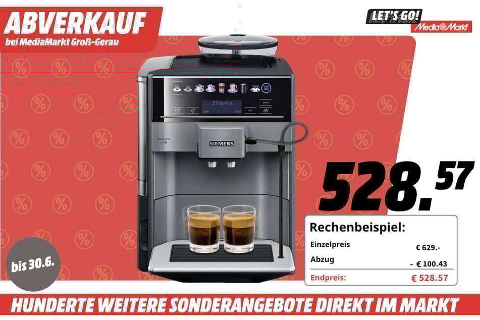 Siemens-Kaffeevollautomat für 528,57 Euro.