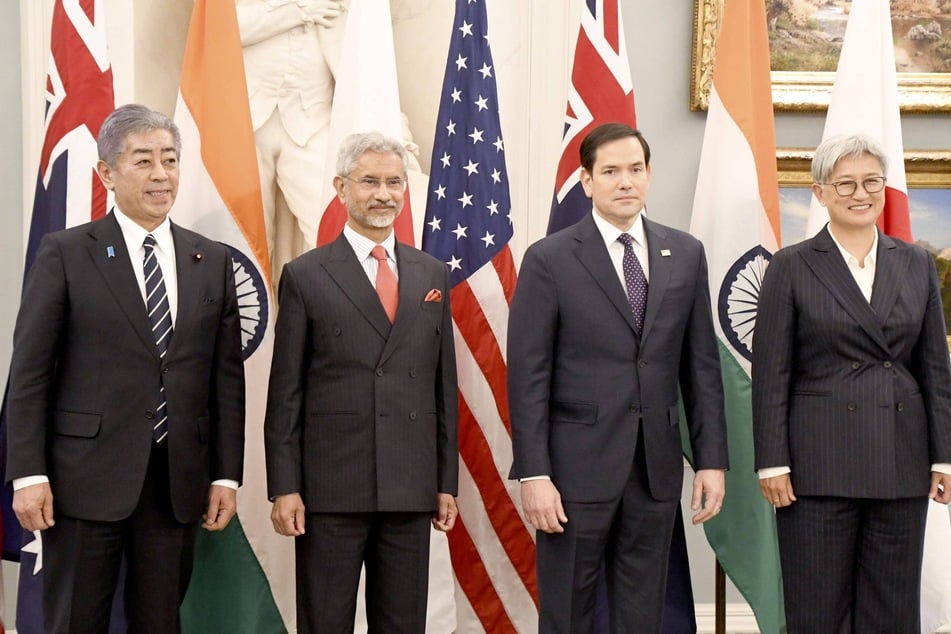 US Secretary of State Marco Rubio (2nd from r.) met with his counterparts from Japan, India, and Australia on Tuesday to discuss countering China's action in its region.