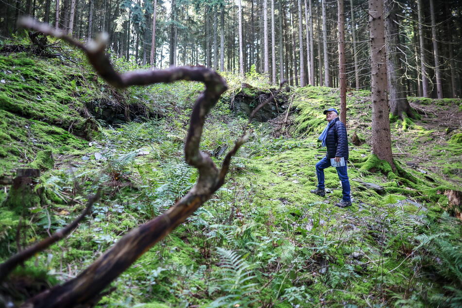 Hobbyforscher Walter Hemmerlein sucht in den Wäldern des Vogtlandes nach Bergwerksstollen, die am Ende des Zweiten Weltkrieges als Depot für Kunstschätze infrage kamen.