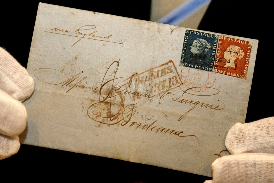 Der sogenannte Bordeaux-Brief ist der einzige erhaltene Umschlag, auf dem sowohl eine Rote als auch eine Blaue Mauritius klebt.