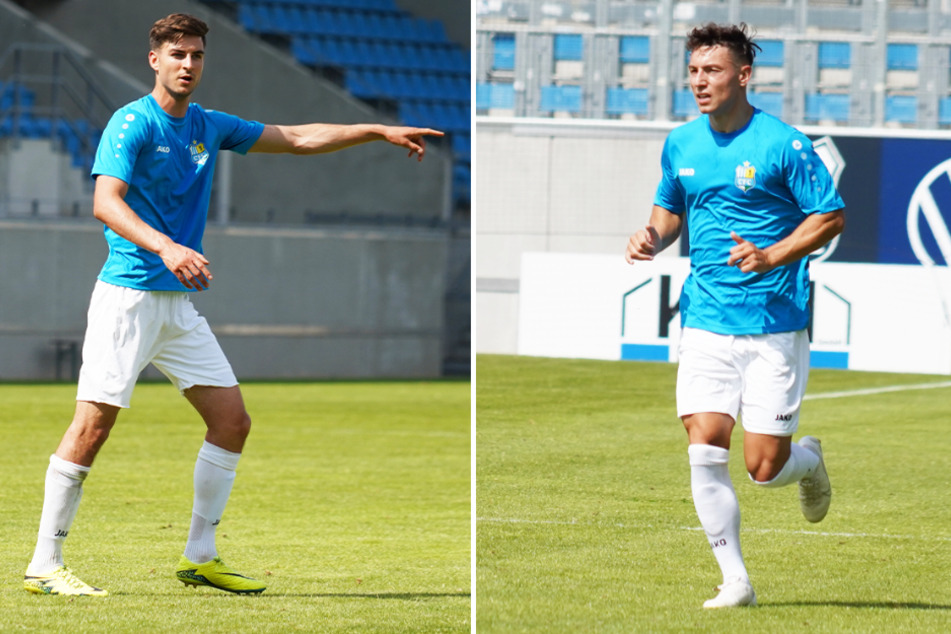 Danny Breitfelder (l.) und Nils Köhler (r.) haben einen Vertrag beim Chemnitzer FC unterschrieben.