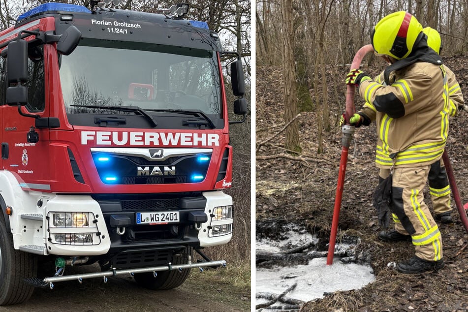 Leipzig: Hunderte Meter Schlauch verlegt: Feuerwehr kämpft erneut gegen unterirdischen Waldbrand