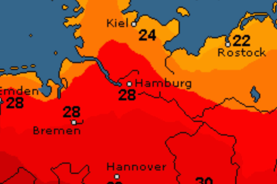 In Hamburg wird es bis zu 30 Grad heiß.