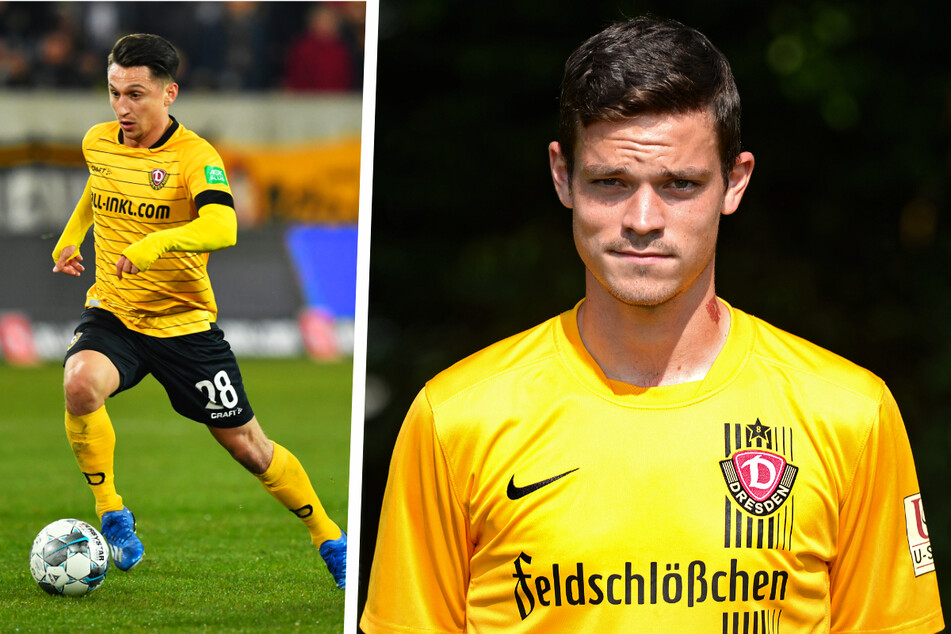 Duell der beiden früheren Spieler von Dynamo Dresden: Baris Atik (26, l.) traf zwar, doch am Ende durfte Dennis "Earthman" Erdmann (30) jubeln.