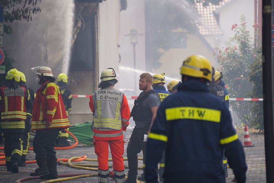 Rauchschwaden zogen nach einer Explosion durch die Herforder Innenstadt.