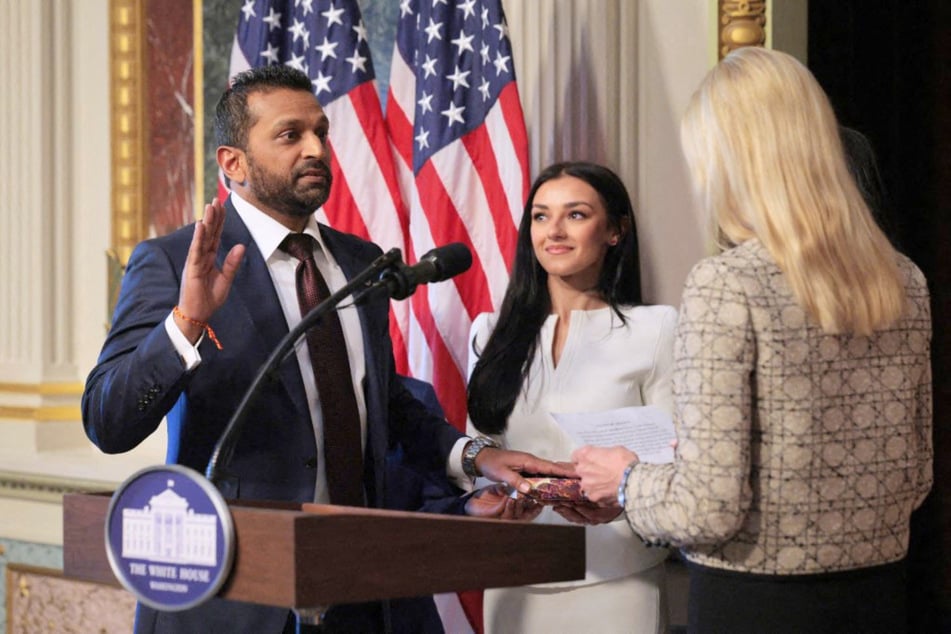 On Friday, Kash Patel's (l) girlfriend Alexis Wilkins (r) filed a lawsuit claiming MSNOW knowingly defamed her with a false story about a "night of partying."