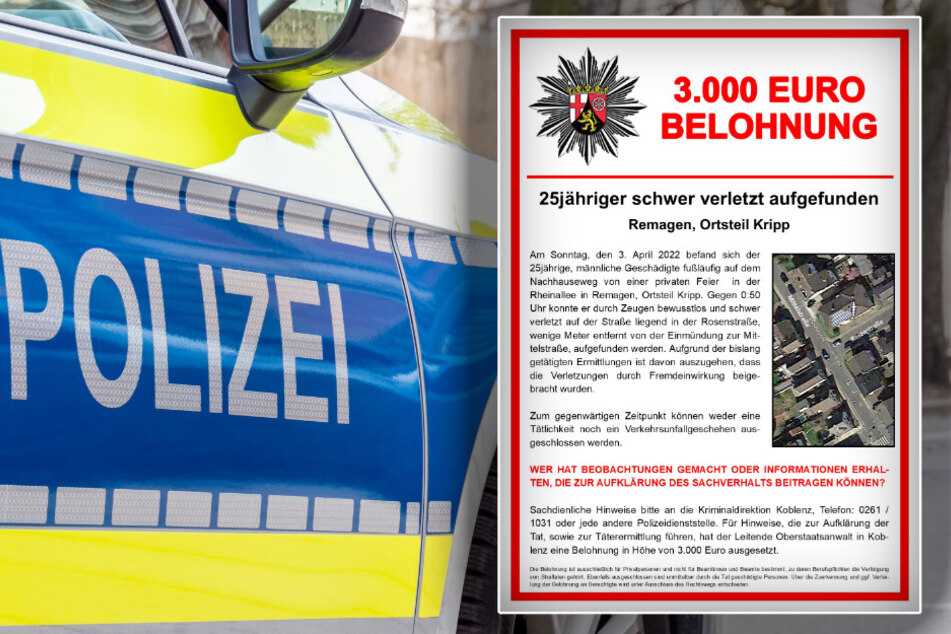 Die Polizei in Koblenz hat eine Belohnung von 3000 Euro für zielführende Hinweise zum mysteriösen Vorfall Anfang April ausgelobt.