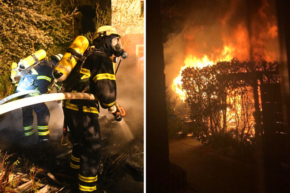 Hamburg: Feuer in Hamburg: Schuppen brennt lichterloh, Frau wird verletzt