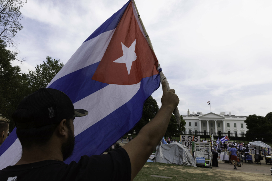 Cuban Americans also protested against the island's government outside the US White House.