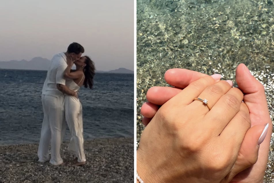 Auf Instagram verkündete das Paar die Verlobung mit Bildern vom Strand in Griechenland.