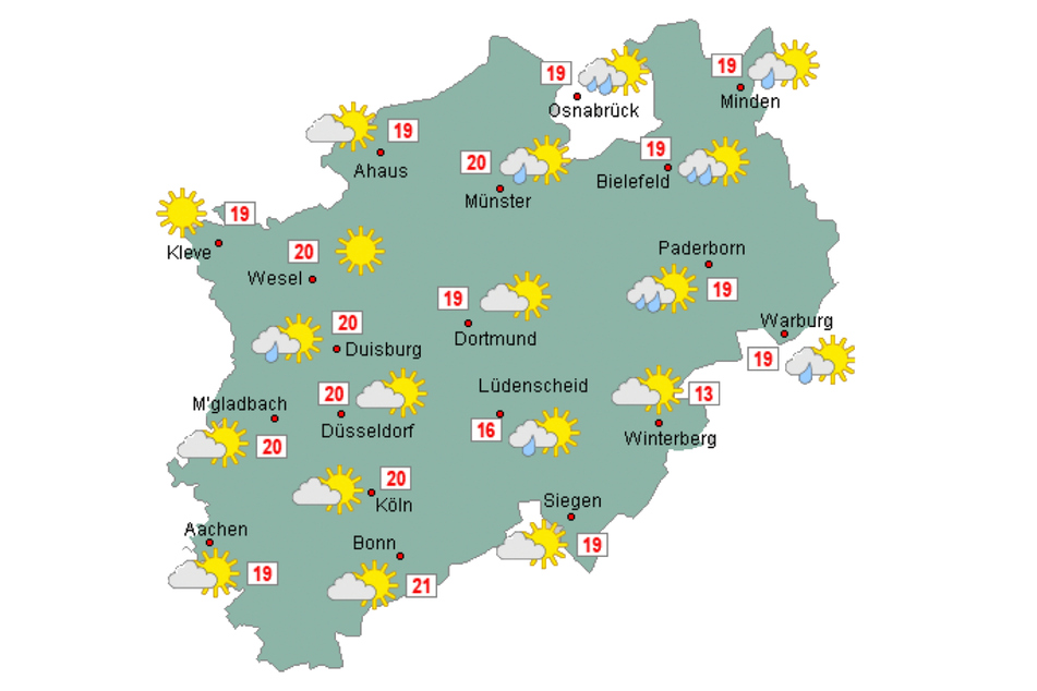 Mit 20 Grad ist es am Montag in Köln noch etwas frischer als die kommenden Tage.