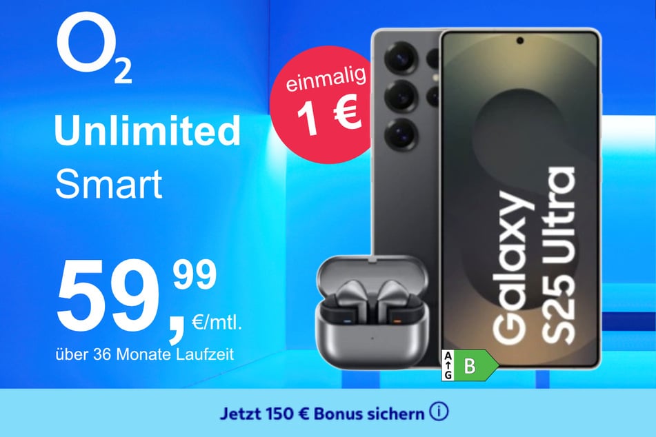 Das Samsung Galaxy S25 Ultra + Buds 3 Pro im o2 Mobile Unlimited Smart für einmalig 1 Euro.