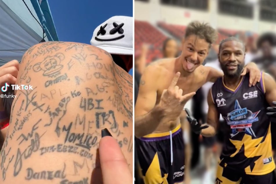 Funky Matas holds the world record for having the most signatures tattooed on his body.