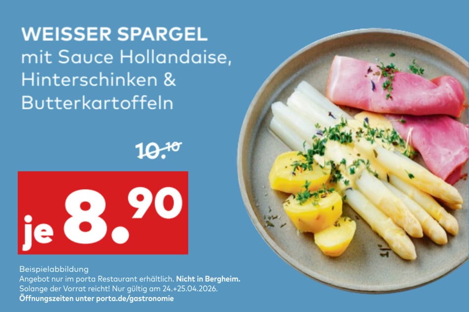 Passend zur Spargelsaison: porta versteht nicht nur etwas von Möbeln, sondern begeistert auch mit gutem Essen im hauseigenen Restaurant.