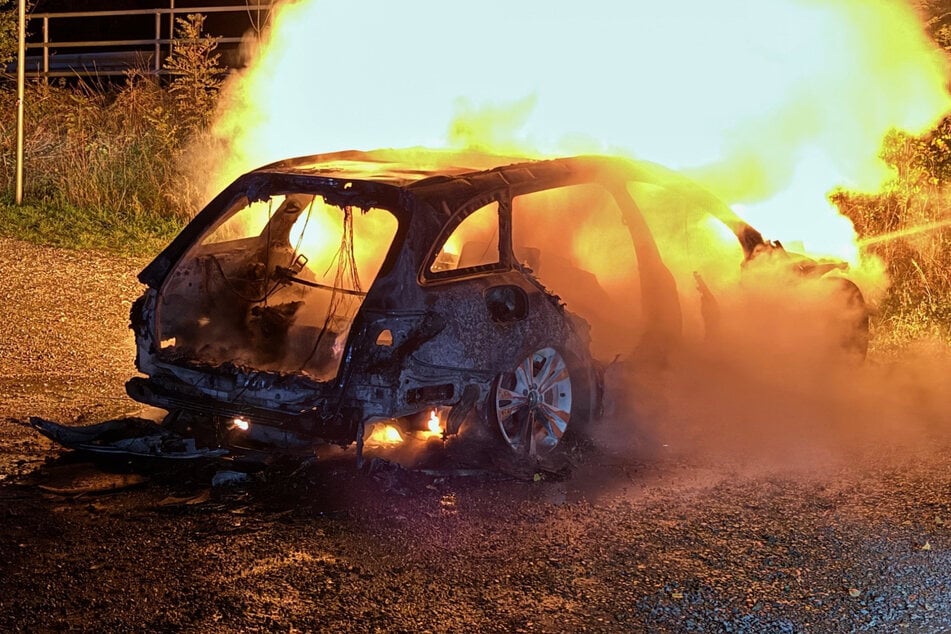 Das Auto wurde durch das Feuer vollständig zerstört.