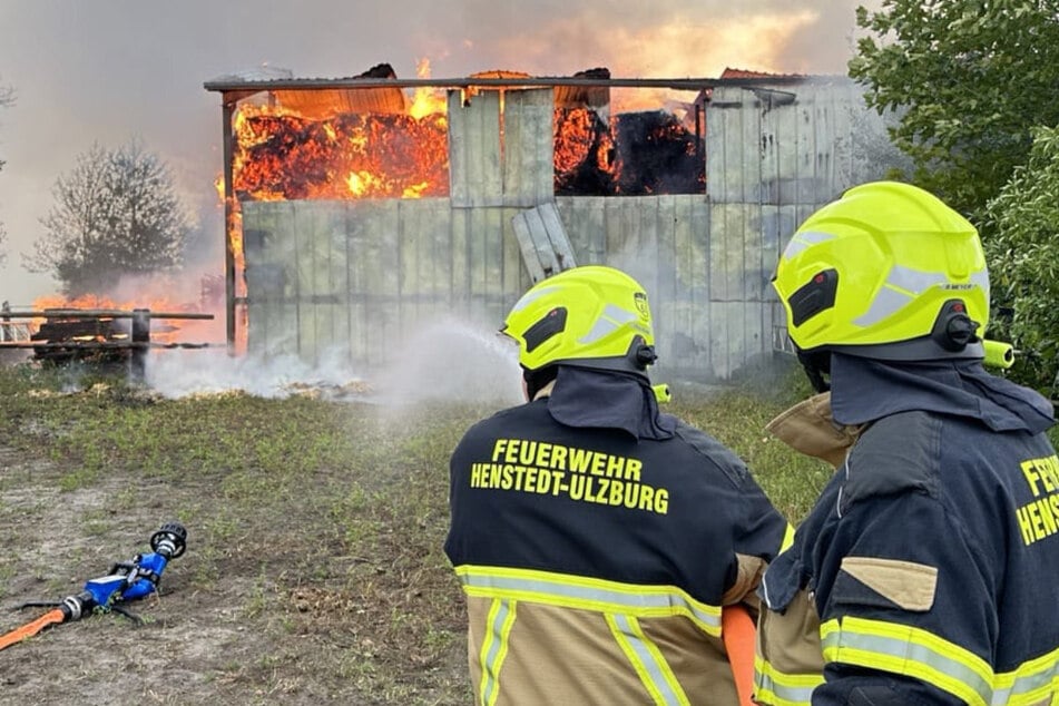 Einsatzkräfte kämpfen am Dienstag gegen die Flammen in Henstedt-Ulzburg.