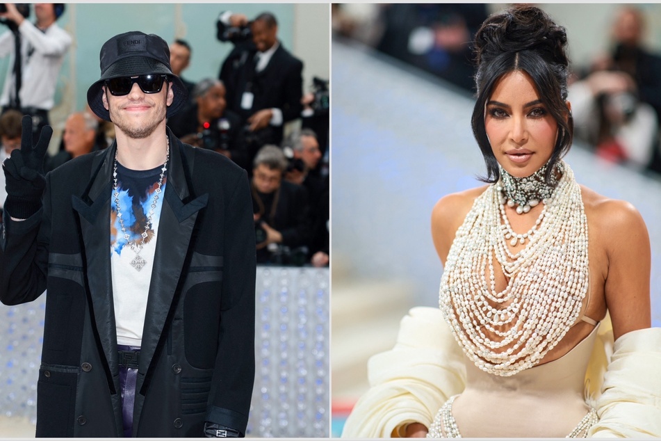 Did Kim Kardashian (r) and Pete Davidson have an awkward run-in at the Met Gala?