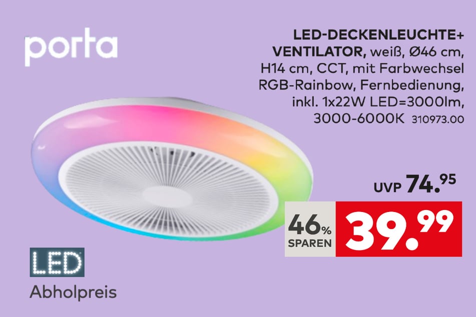 Diese smarte LED-Deckenleuchte kostet gerade mal 39,99 statt 74,95 Euro.