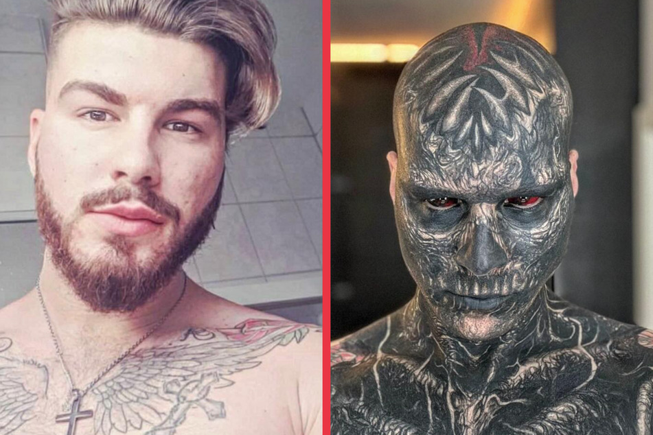 Extreme tattoo addict is "Reborn" in radical transformation throwback