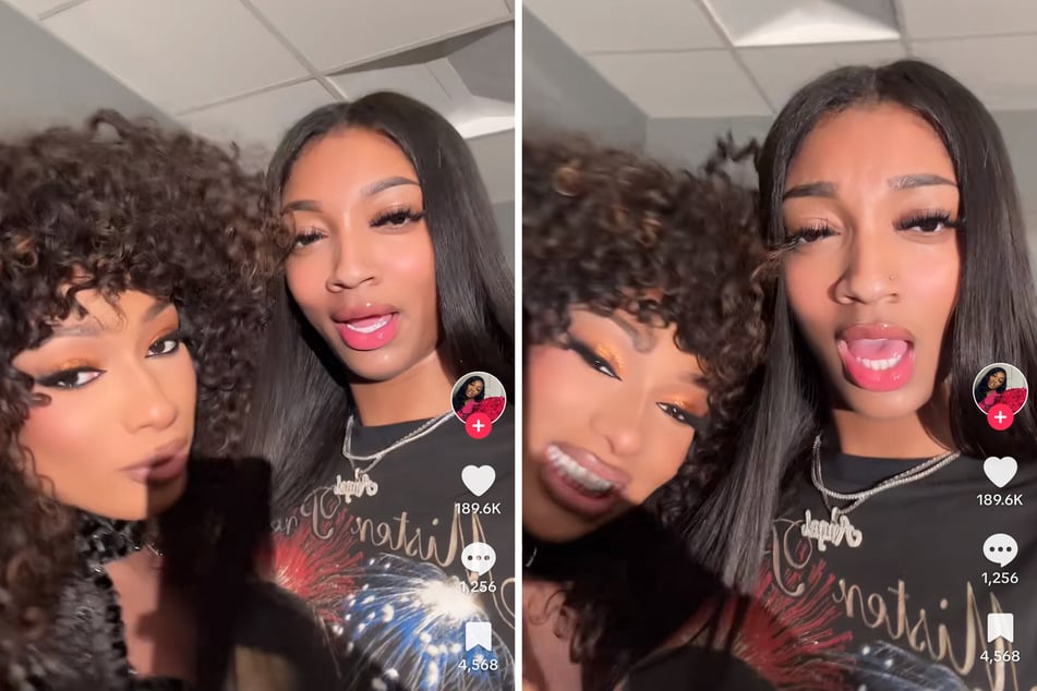 Angel Reese (l.) and Megan Stallion took to the hooper's TikTok to share their backstage fun.