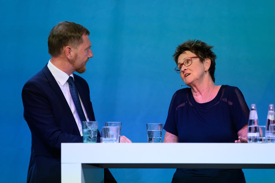 Kommen sich politisch näher: Sachsens Ministerpräsident Michael Kretschmer (49, CDU) und BSW-Frontfrau Sabine Zimmermann (63). (Archivbild)