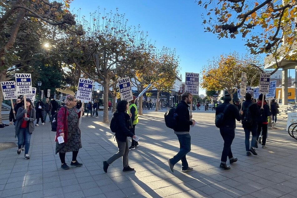University of California employees and allies picket on the first day of their historic strike for better wages and working conditions.