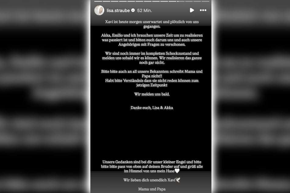 Die traurige Nachricht teilte die Influencerin in einem Beitrag auf Instagram.