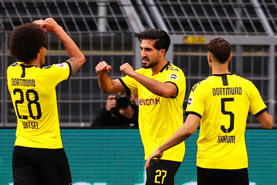 Emre Can (M.) erlöste Borussia Dortmund gegen Hertha BSC mit seinem Tor zum 1:0 gegen.