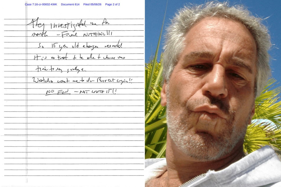 A document described as a suicide note purportedly written by the late Jeffrey Epstein is seen after its release by US District Judge Kenneth Karas in New York City on May 6, 2026.