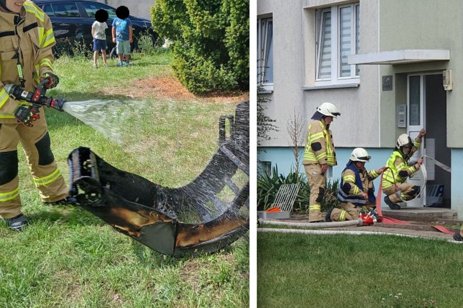 In Oschersleben brach ein Kellerbrand in einem Mehrfamilienhaus aus.