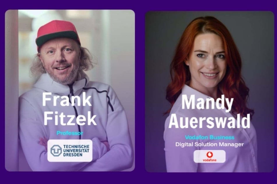 Frank Fitzek (Technická univerzita Drážďany) a Mandy Auerswald (Vodafone)