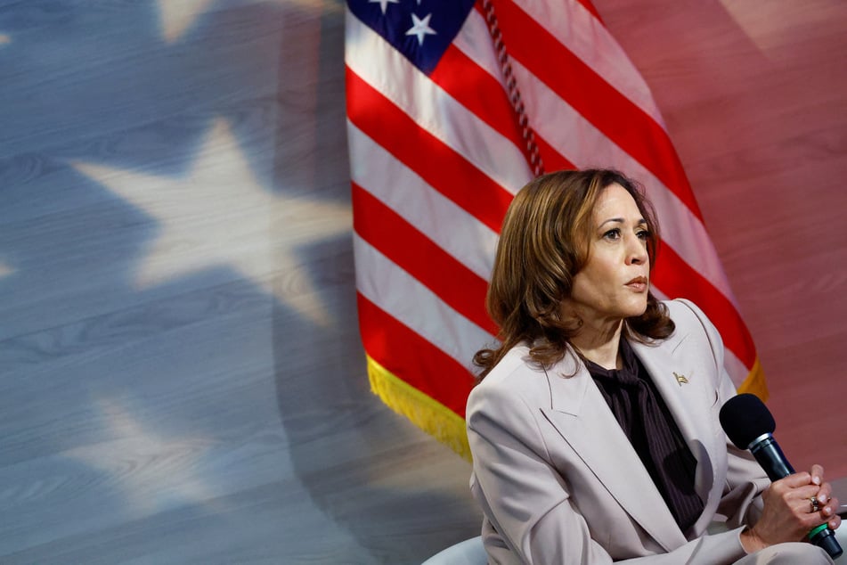 Vice President Kamala Harris addresses members of the National Association of Black Journalists in Philadelphia, Pennsylvania.