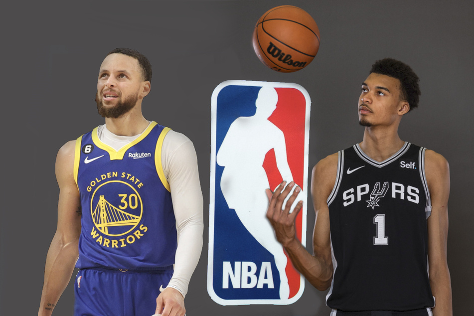 The NBA released its schedule for the 2023-24 regular season, with Steph Curry (l.) returning for the Warriors and Victor Wembanyama debuting for the Spurs.