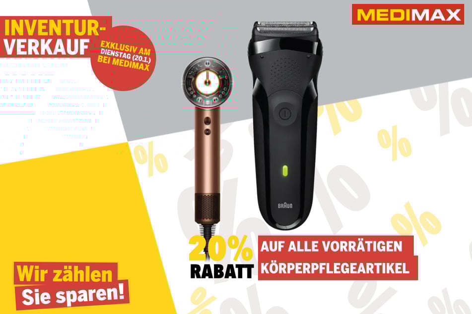 20 Prozent Nachlass auf alle Produkte aus dem Bereich Körperpflege und Gesundheit.