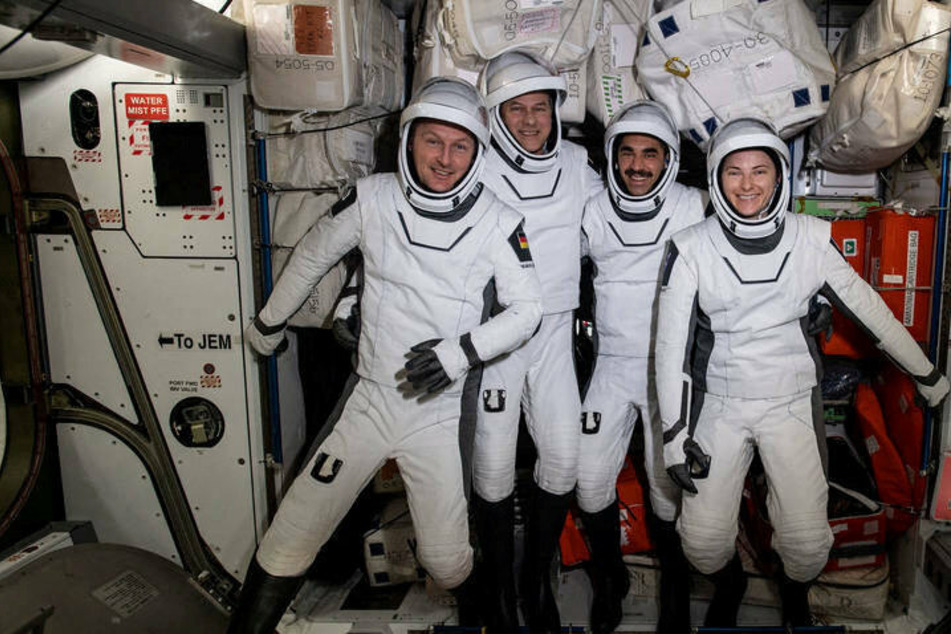 From l. to r.: Astronauts Matthias Maurer, Tom Marshburn, Raja Chari, and Kayla Barron.
