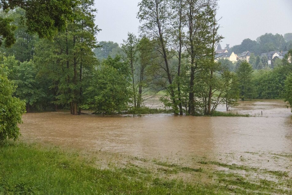Durch den Dauerregen steigen die Pegel der Flüsse und Bäche in Sachsen an. Es kann zu Hochwasser kommen. (Archivbild)