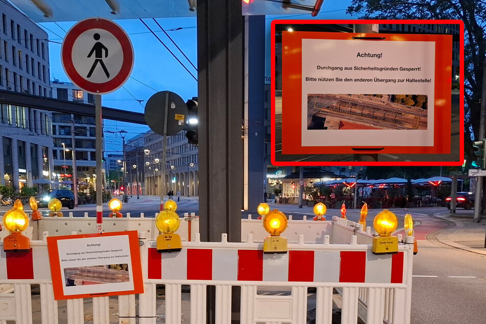 Gefahrenbereich am Postplatz abgesperrt: Das sagen die DVB dazu