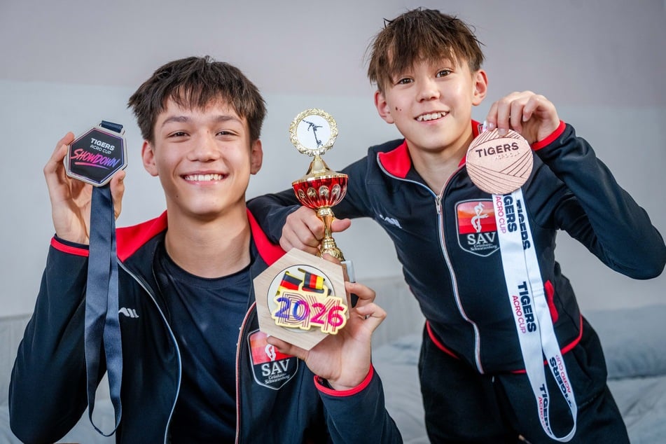 Jonny und Tony aus Sachsen: Deutschlands beste Sportakrobaten trainieren für WM in Italien